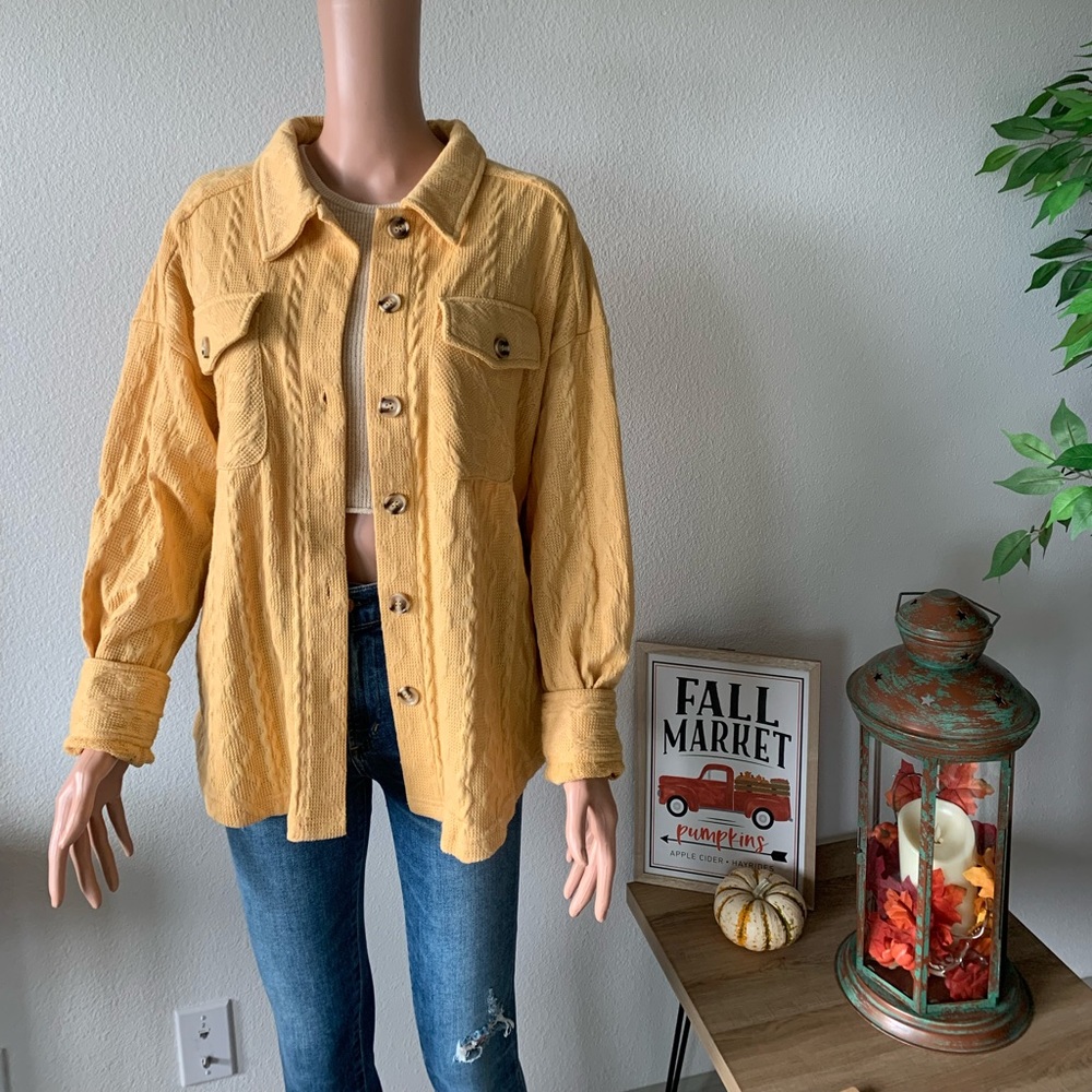 🍁 Cozy Comfy Boutique Cable Knit Button Up Sweater Blouse (M) 🍁
